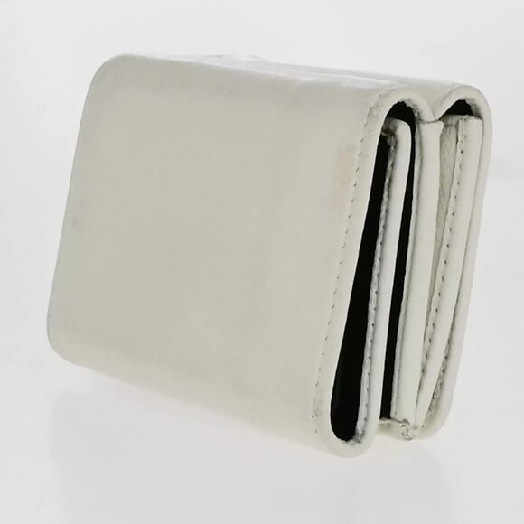 BALENCIAGA Logo Everyday Mini Trifold Compact Wallet Leather White Italy - Picture 12 of 16